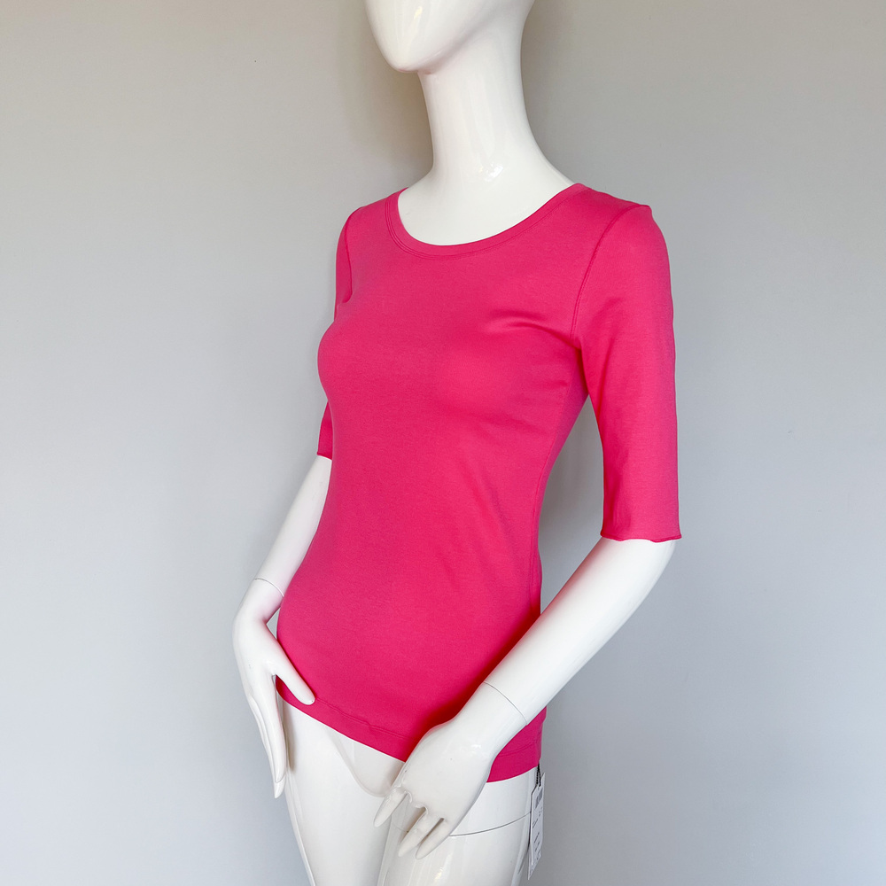 NWT Marc Cain Pink 3/4 Sleeve T-Shirt Top N1 4US Ribbed Knit Stretchy